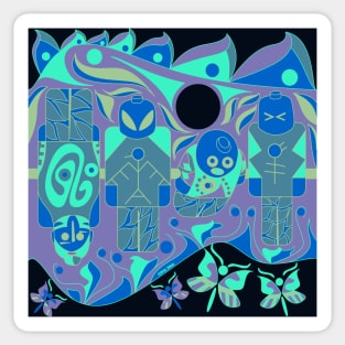 mayan ufo atlante ecopop pattern Sticker